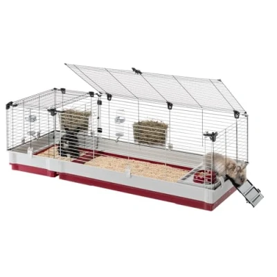 Immagine di FERPLAST Gabbia per porcellini d&#039;India conigli e accessori inclusi Apribile componibile 162 x 60 h 50 CM Krolik, 160