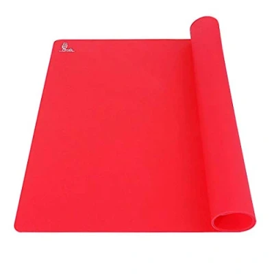 Immagine di Tappetino da Forno Antiadrente, Doppio Spessore in Silicone, Extra Grande Stuoia di Rolling Della Pasticceria, Pizza/Fondente Riutilizzabile, Resistente al Calore (Rosso, 60 x 40 cm)
