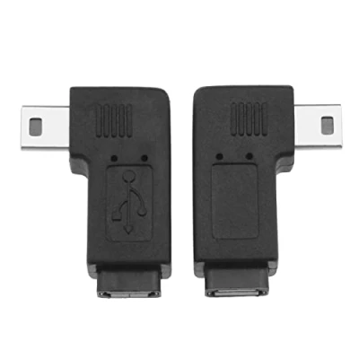 Immagine di ECSiNG 2PCS Mini USB 5 pin maschio a micro femmina adattatore 90 gradi sinistra destra angolo di ricarica e trasferimento dati convertitore