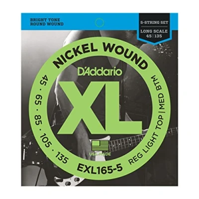 Immagine di D&#039;Addario Corde Basso Elettrico XL EXL165 5 Lunga Scala, Luce Personalizzata, 45 135 1 Pacchetto