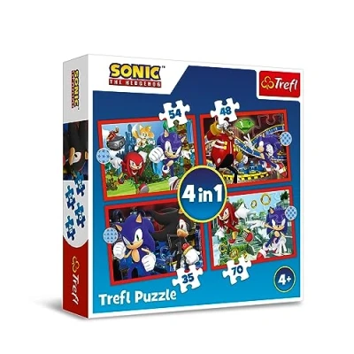 Immagine di Trefl The Hedgehog, Le avventure 4in1, 35 a 70 Pezzi Puzzle Colorati con i Personaggi del Gioco Sonic, Diversi Livelli di Difficoltà, per Bambini dai 4 anni età, Multicolore, 34625