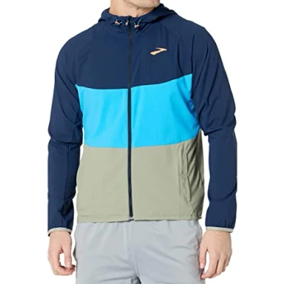 Immagine di Brooks Canopy Jacket Giacca da running, Uomo, Taglia: 48/50, Navy spring break pebble