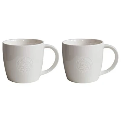 Immagine di STARBUCKS Grande Fore Here Series Set di 2 bicchieri da piede, colore: bianco, pezzi, grande/16oz/473 ml