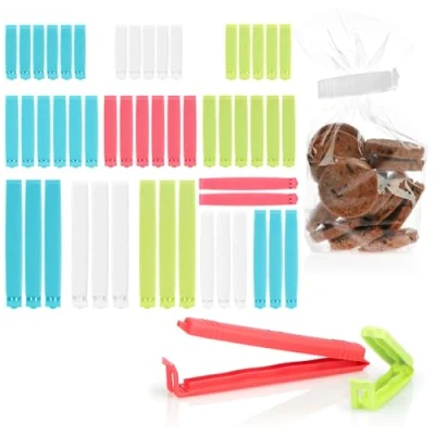 Immagine di COM FOUR® 54x clip di bloccaggio in plastica 4 misure e colori per sacchetti congelatore, cornflakes, noci, caffè (54 pezzi 6cm/8cm/11cm/14cm)