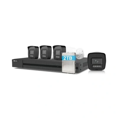 Immagine di EZVIZ 4K PoE Kit Telecamera da Esterno, NVR 4CH 16TB + 4x 8MP Telecamera, Rilevamento di Uomo/Veicolo, Visione Notturna a Colori, Impermeabile IP67, Registrazione 24/7