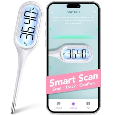 Immagine di Easy@Home Termometro Temperatura Basale: 2 in 1 Basale per Ovulazione &amp; Febbre Digitale Accurato e Rapido 12s Lettura della Fertilità con APP Premom