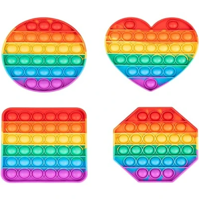 Immagine di 4 Pezzi Fidget Toys Popit, Pop Giocattolo, It, It Toy, Bubble, Set, Push Bubble Giocattolo sensoriale, per bambini e adulti alleviare lo stress