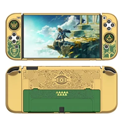 Immagine di IINE custodia protettiva OLED, rigida compatibile per Nintendo Switch protezione OLED Con comoda impugnatura Joy e 2 tappi joystick