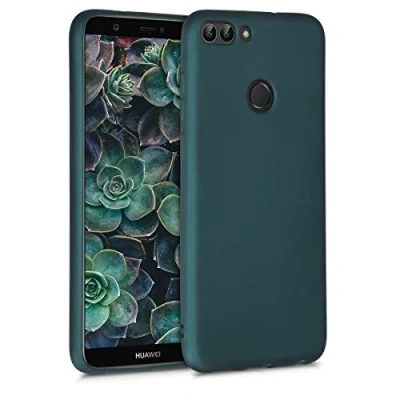 Immagine di kwmobile Custodia Compatibile con Huawei Enjoy 7S / P Smart (2017) Cover Back Case Morbida Protezione in Silicone TPU Effetto metallizzato petrolio