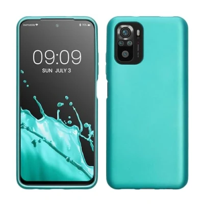 Immagine di kwmobile Custodia Compatibile con Xiaomi Redmi Note 10 / 10S Cover Back Case Morbida Protezione in Silicone TPU Effetto metallizzato menta