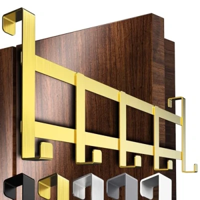 Immagine di 4smile Appendiabiti da porta appendere Gancio per dorata appendere, flessibile porta, robusto versatile barra salvaspazio tutta la casa