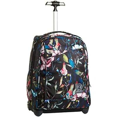 Immagine di Invicta Trolley, Wildflowers, Cross Over System, Nero. 2in 1 con Sallacci per Uso Zaino, Viaggio &amp; Scuola