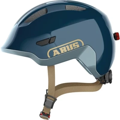 Immagine di Abus, casco per bambini ABUS Smiley 3.0 ACE LED, da bici con luce posteriore, vestibilità profonda e spazio i capelli raccolti a coda, ragazze ragazzi, nero, taglia S