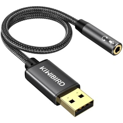 Immagine di KiWiBiRD Adattatore USB a Jack 3,5mm, per Cuffie e Microfono, 4 poli TRRS, Scheda Audio Stereo Esterna con DAC compatibile MacBook, Surface, PS5, Windows PC, Chromebook