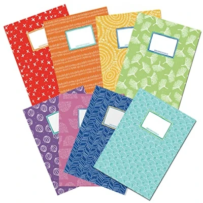 Immagine di Papierdrachen 8 buste per quaderni di alta qualità in carta bambini, formato DIN A4, motivo arcobaleno, copertina quaderni, 250 g/m², set numero 1