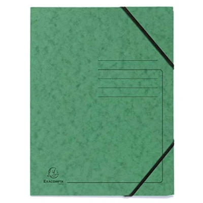 Immagine di Exacompta 555413E Set di 5 cartelle con elastico senza lembi stampa righe sulla copertina per l&#039;identificazione dei documenti in cartoncino lucido 355gm2 x archiviazione A4 verde
