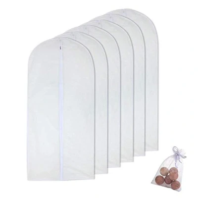 Immagine di HomeClean Borsa Porta Abiti Lunga Trasparente Sacchetti per Indumenti Antipolvere e antitarm (60cmx 100cm + Cedar Balls, White)