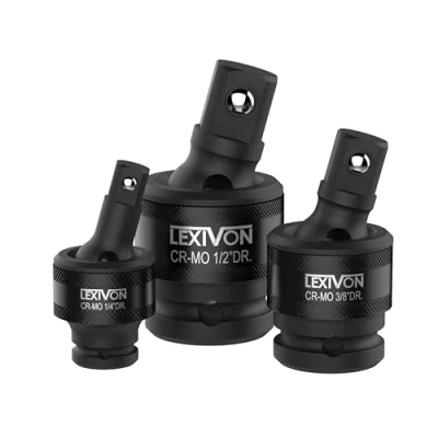 Immagine di LEXIVON Adattatori per bussola, snodo sferico chiavi a bussola 1/4&quot; 3/8&quot; 1/2&quot;, avvitatore batteria, Makita, Milwaukee, Bosch, chiave dinamometrica, cricchetto, 3 pz. (LX 113).