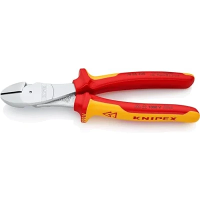 Immagine di Knipex VDE Kraft Seitenschneider 200mm 1000V 2K Griffe 74 06 200 Tronchese laterale con sfaccettatura mm