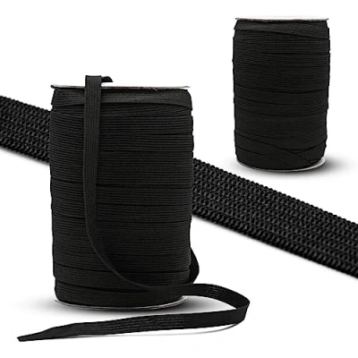 Immagine di DOJA Barcelona Elastico per Cucito 50m 10mm Nero Filo Cucire Poliestere e Gomma Elastici da Rotolo Piatto Pantaloni, Stoffa, Mutande, Maglia, Gonna
