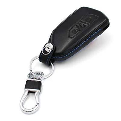 Immagine di Custodia protettiva in pelle e silicone per chiave auto a 3 tasti, colore nero blu