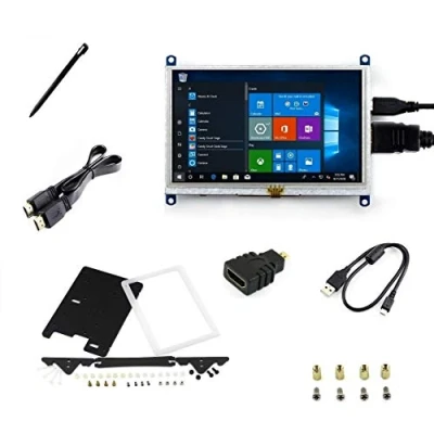 Immagine di IBest 5inch LCD B Resistive Touch Display Screen HDMI Module 800x480 Monitor with Bicolor Case for Raspberry Pi 3 Model B+/B/A+/A, Beaglebone Black Support Windows 10/8.1/8/7