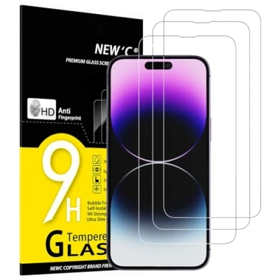 Immagine di NEW&#039;C 3 Pezzi, Vetro Temperato per iPhone 14 Pro Max (6,7 Pollici), Pellicola Prottetiva Anti Graffio, Impronte, Senza Bolle, Durezza 9H, 0,33mm Ultra Trasparente, Resistente