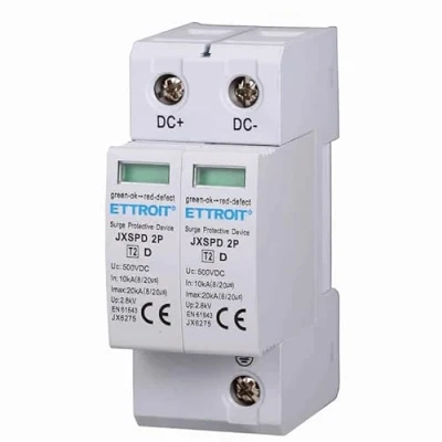 Immagine di Scaricatore Di Sovratensione Fotovoltaico DC, Tipo 2 T2 2P Da Poli, Occupa Moduli DIN (DC 500V 2.8KV 10KA)