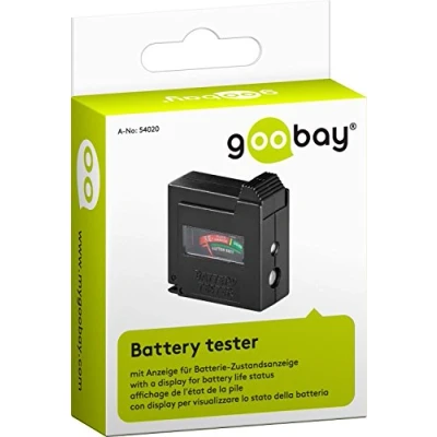 Immagine di Goobay 54020 Tester affidabile per batterie / indicatore di capacità AAA, AA, C, D, 9 V, N e pile a bottone funzione senza fonte alimentazione standard nero