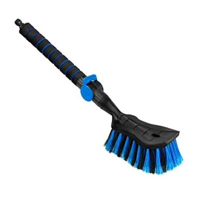 Immagine di ToM PaR Washing Brush I Water Car Wash with Connection Quick Release for The Valve Tightly Articulated Bristles Comfortable Handle Length 54 cm Blue