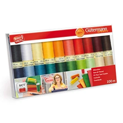 Immagine di Gutermann 734610 1 Set di fili da cucire, 100 m x 20 bobine, multicolore