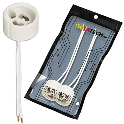 Immagine di ISOLATECH 2pcs GU10 ceramica presa con ghiere LED lampade a risparmio energetico (max.250V/2A) lampadine casa incasso soffitto cucina bagno resistente al calore