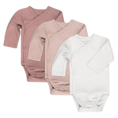 Immagine di LaLoona Body Neonato Avvolgente Maniche Lunghe 3 Pezzi Tutine Cotone con Bottoni, Testato OekoTex Standard 100 (50/56, Rosa)