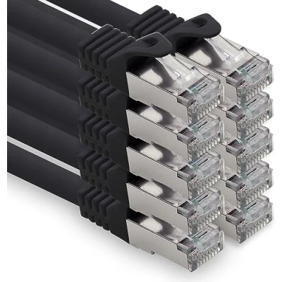 Immagine di freiwerk cavo di rete CAT.7, 2 m, nero, 10 pezzi, Lan Ethernet, s FTP LSZH PIMF GB RJ45, spina Cat6a
