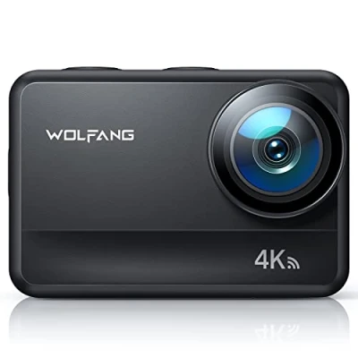 Immagine di WOLFANG Action Cam GA400 4K 60FPS 8M Corpo Impermeabile Touchscreen 40M Subacquea Sport Webcam WiFi Videocamera EIS Shakeproof Helmet Camera con Telecomando 2.4G Batterie 2x1350mAh e Accessori