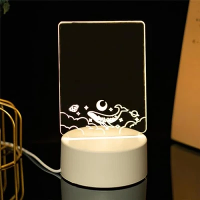Immagine di HADAVAKA Lavagna per Appunti Trasparente con Luce Notturna, in Acrilico, Luminosa Cancellare A Secco, Messaggi LED, 1 Penna (Square)