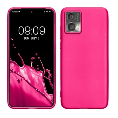 Immagine di kwmobile Custodia Compatibile con Motorola Edge 30 Neo Cover Back Case Morbida Protezione in Silicone TPU Effetto metallizzato rosa