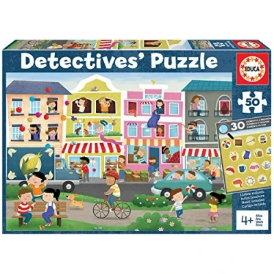 Immagine di Educa Detectives&#039; puzzle. La Città. puzzle Bambini 50 pezzi. Monta il e trova i 30 ojjetti persi +4 anni. (18894)