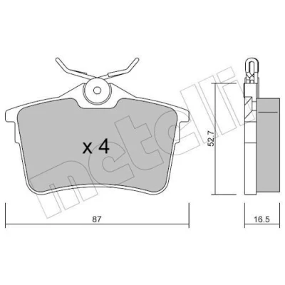 Immagine di metelligroup 22 0816 0 Pastiglie Freno Anteriori E Posteriori, Made in Italy, Pezzo di Ricambio per Auto/Automobile, Kit da 4 Pezzi, Certificate ECE R90, Prive Rame