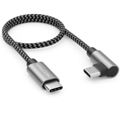 Immagine di deleyCON 0,30m Cavo USB C 1x 90 Angolato PD3.0 (Ricarica Rapida 60W) di Ricarica a Corto 30cm per iPhone 16 15 Pro Max Samsung S24 S23 Pixel iPad MacBook Air Tablets Switch PS5