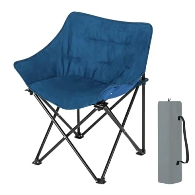 Immagine di WOLTU Sedia da Campeggio, di Pesca, Pieghevole e Portatile, Esterno per Picnic, Spiaggia, con Custodia, in Finto Suede Tessuto Oxford, blu, 63x44,5x73,5cm, CPS8164bl