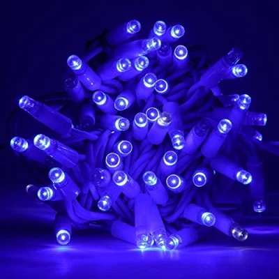 Immagine di Luccika Stringa Catena di luci Natale a LED Professionale, MaxiLed da 8mm, Flash, per Giardini Negozi Bar, Esterno (Blu con Flash Bianco Ghiaccio, 30 Metri 300 LED)