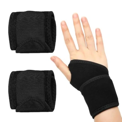 Immagine di JOOTUEPO 2 Pezzi Wrist Brace Carpal Tunnel Splint Traspirante e Regolabile Elastica, Per Alleviare Le il Dolore da Artrite, Recovery, Support, and Injury Protection（Nero）