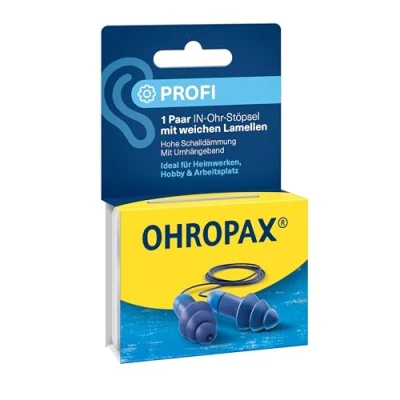 Immagine di OHROPAX Tappi per le orecchie professionali Protezione dell&#039;udito con lamelle morbide Livello di isolamento acustico SNR 29 dB dal rumore in caso brevi effetti sonori come fai da