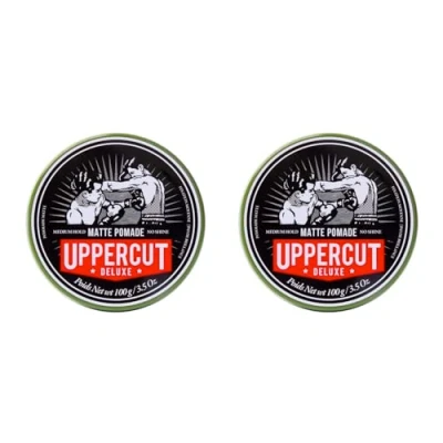 Immagine di Uppercut Deluxe Matte Pomade Hair Styling Product For Men With A Medium Hold, No Shine Water Based Easy Wash Out, Residue 2 x 100g