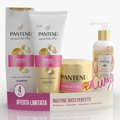 Immagine di Pantene Ricci Perfetti Set Regalo: Shampoo 250ml, Balsamo 200ml, Maschera 300ml, Crema Styling 235ml
