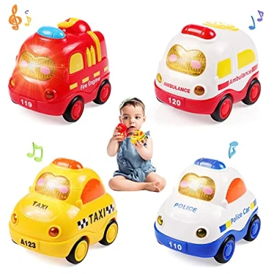 Immagine di WolinTek 4 Pezzi Macchina Giocattolo Bambino con luci, Set di Veicoli da 1 2 3 Anni per Ragazzo, Wheels Macchinine Auto corsa, Mini Autos, Regalo Bambini