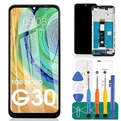Immagine di Per Motorola G30 Schermo di Ricambio Moto Digitizer Assembly XT2129 1, 2 Kit Riparazione Con Telaio Display LCD (nero)