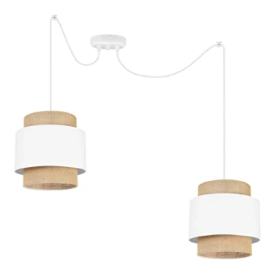 Immagine di Light Home Boho Lampadario a Sospensione Ragno per Soggiorno Camera da Letto e Cucina Lampade in Metallo con Paralume Moderno E27 2 Luce Bianco Iuta