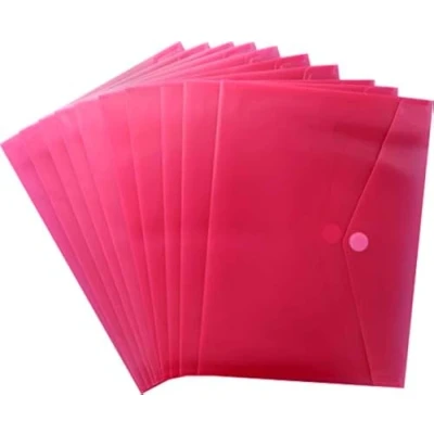 Immagine di EXXO by HFP 90146 Cartellina portadocumenti formato A4 orizzontale, con chiusura in velcro, polipropilene, 335 x 240 mm, 10 pezzi, colore: Rosso trasparente